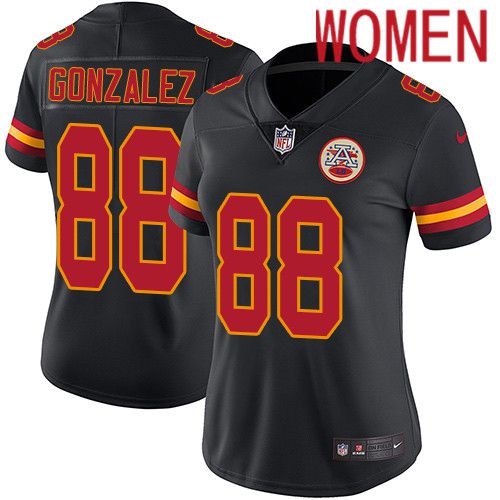 Women Kansas City Chiefs #88 Tony Gonzalez Nike Black Vapor Limited NFL Jersey->women nfl jersey->Women Jersey